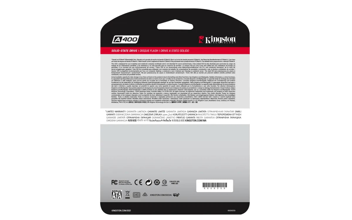 Вътрешни SSD Kingston Technology KINGSTON 240GB SSD A400 SATA3 6Gb/s 6.4cm 2.5inch 7mm height up to 500MB/s Read and 350MB/s Write