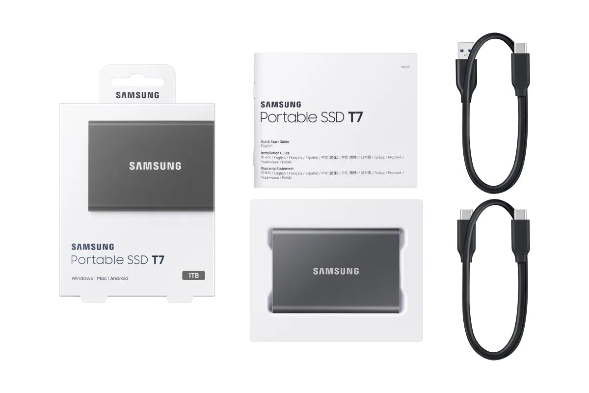 SAMSUNG Portable SSD T7 1TB extern USB 3.2 Gen 2 Titan Grey