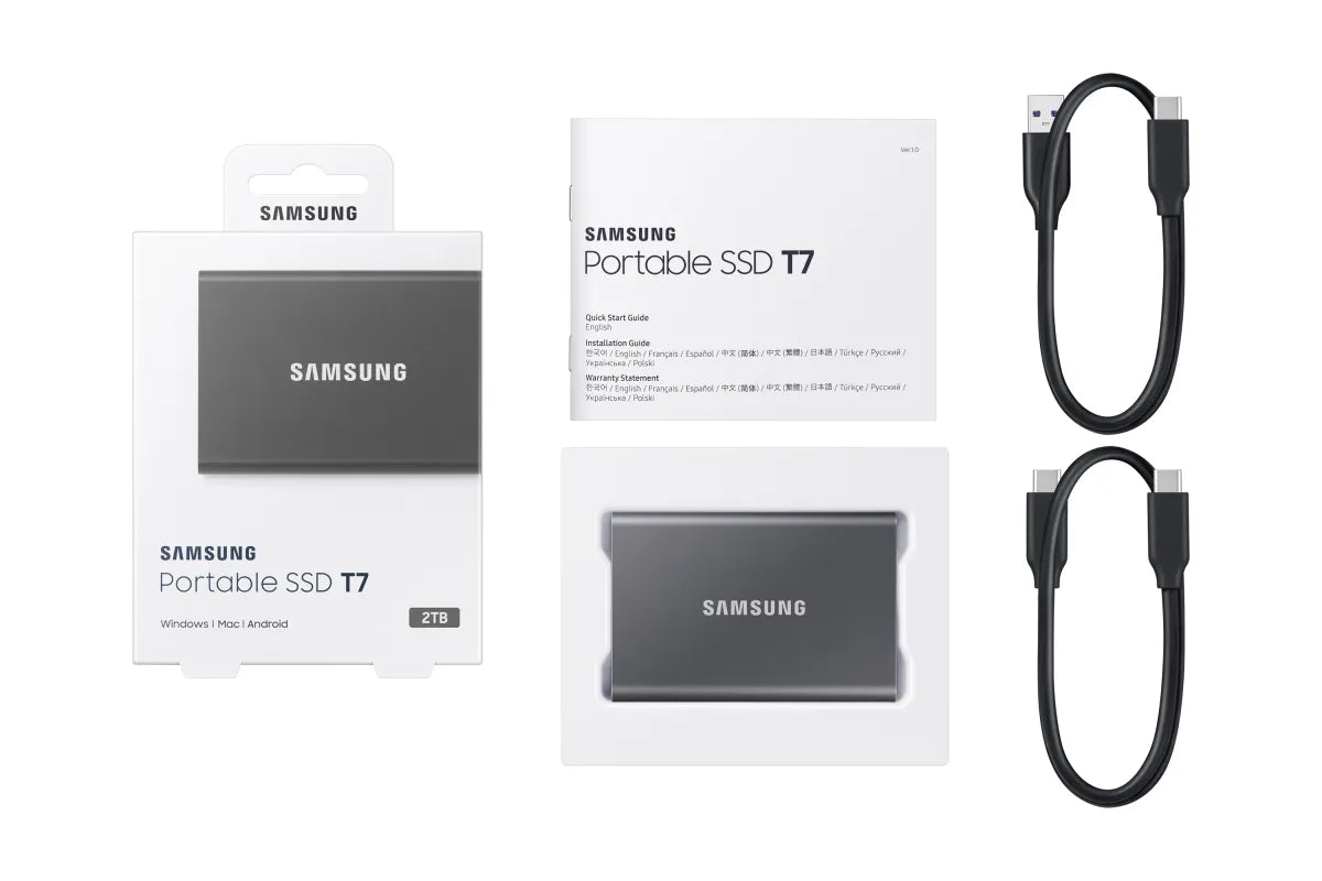 Външен SSD Samsung Portable SSD T7 2TB external USB 3.2 Gen 2 titan grey
