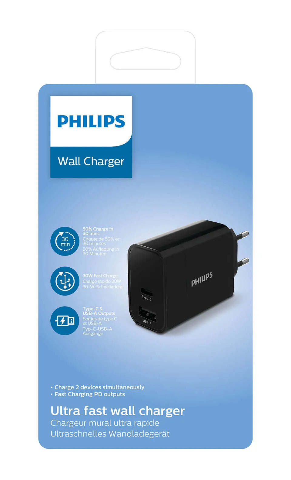 Смартфони - Зарядно устройство Philips Universal charger for 2 USB devices