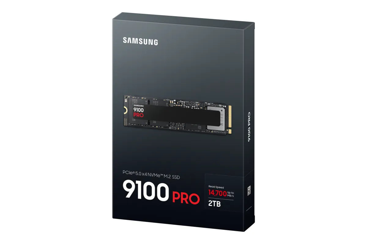 Вътрешни SSD Samsung 9100 PRO SSD NVMe M.2 2TB PCIe 5.0 14.800 MB/s Read 13.400 MB/s Write Internal SSD for Gaming and video editing Black