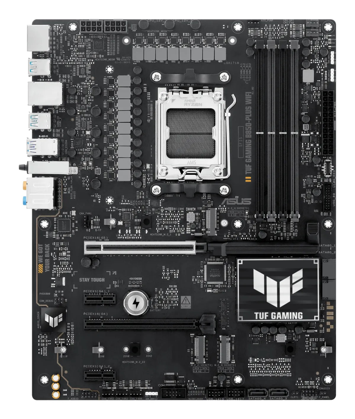 Гейминг дънна платка ASUS TUF GAMING B850-PLUS WIFI AM5 DDR5 ATX MB 1xHDMI 1xDP 3xM.2 4xSATA
