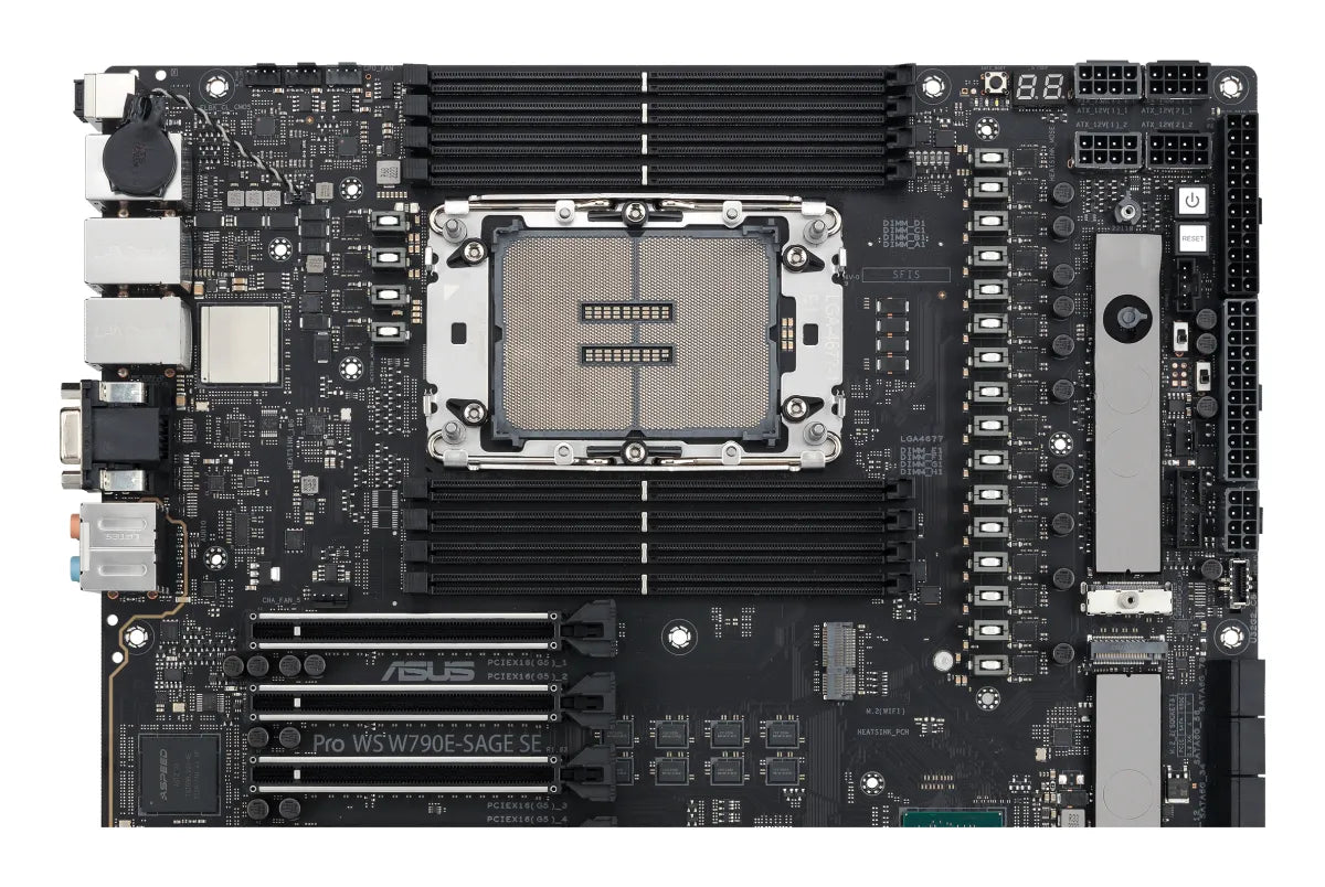 Дънна платка INTEL ASUS PRO WS W790E-SAGE SE LGA4677 ATX 8xDDR4 7xPCIe 4.0 x16 8xSATA 3xM.2