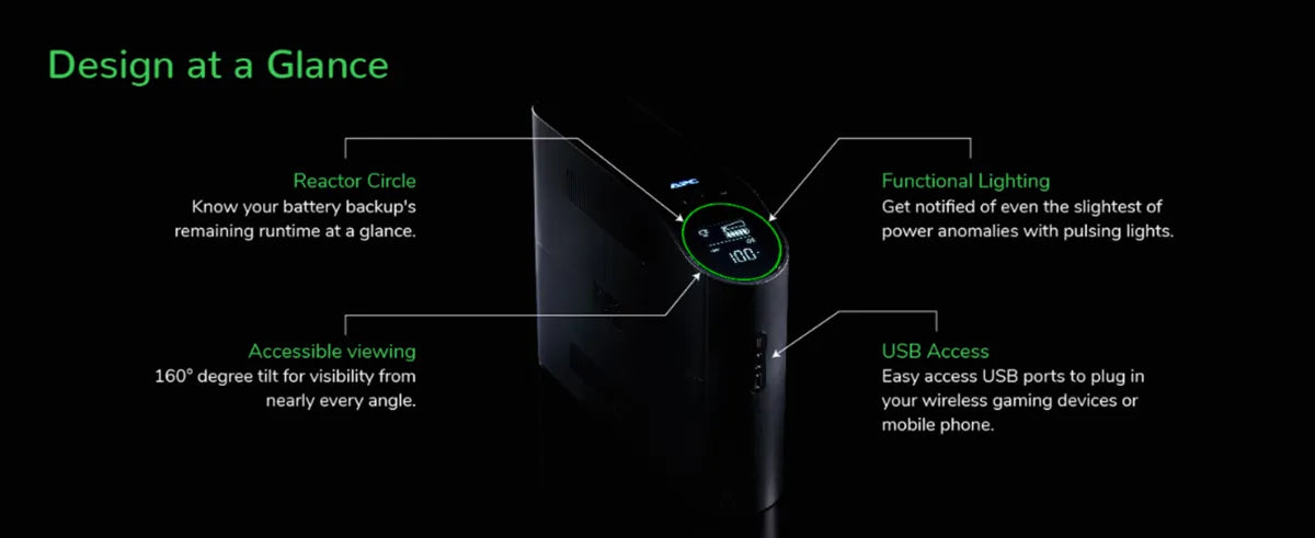 Line Interactive UPS тип кула APC Back-UPS Pro UPS tower RGB lights AC 230V 1320Watt 2200VA 1-phase output connectors 6 Black midnight