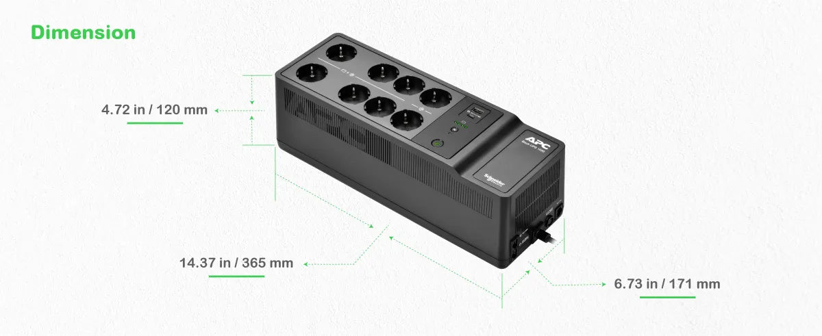 Защита на захранването от пренапрежение APC Back-UPS UPS wall mountable / surface mountable AC 230V 600Watt 1050VA output connectors 10