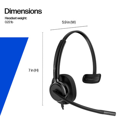 Бизнес слушалки HP Poly Mission 425 Stereo USB Wired Headset Classic WW
