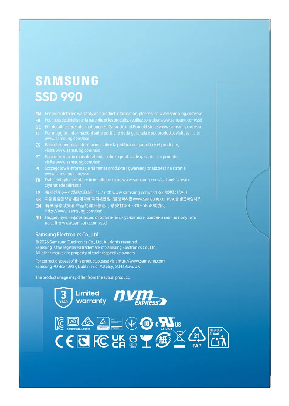 Вътрешни SSD Samsung 990 Basic SSD 1TB M.2 NVMe PCI 4.0 up to 7.150 MB/s read + up to 6.450 MB/s write Internal SSD for PCs NB consoles