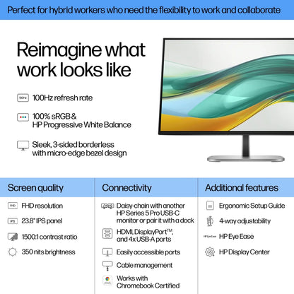 Бизнес монитор HP Series 5 Pro Pro 524pf 23.8inch FHD HDMI DP Monitor SmartBuy (EU) 3/3/0