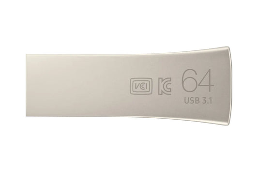 Памет USB Samsung BAR Plus USB Type-A 64GB 300 MB/s read 110 MB/s write resistant USB 3.1 Champagne Silver with key ring