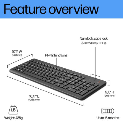 Клавиатурa - безжична HP 225 Wireless Keyboard