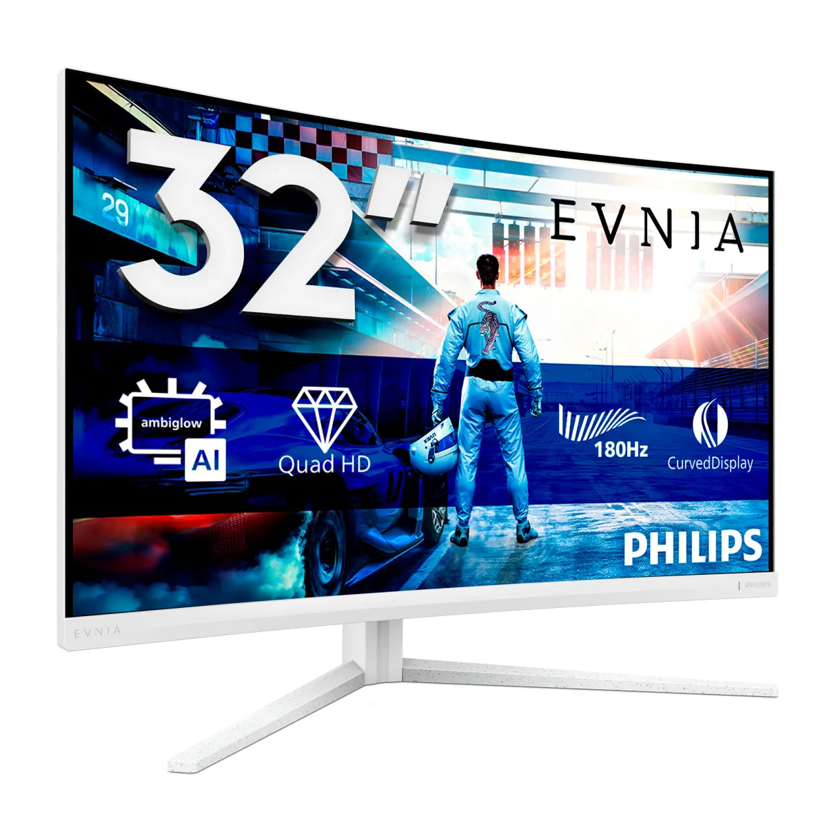 Гейминг монитор Philips 32M2C5501/00 31.5inch 2560x1440 VA Curved 1500R 130mm EVNIA 5000 Ambiglow Curved QHD 2K 180Hz Fast VA 1ms GtG HDR10