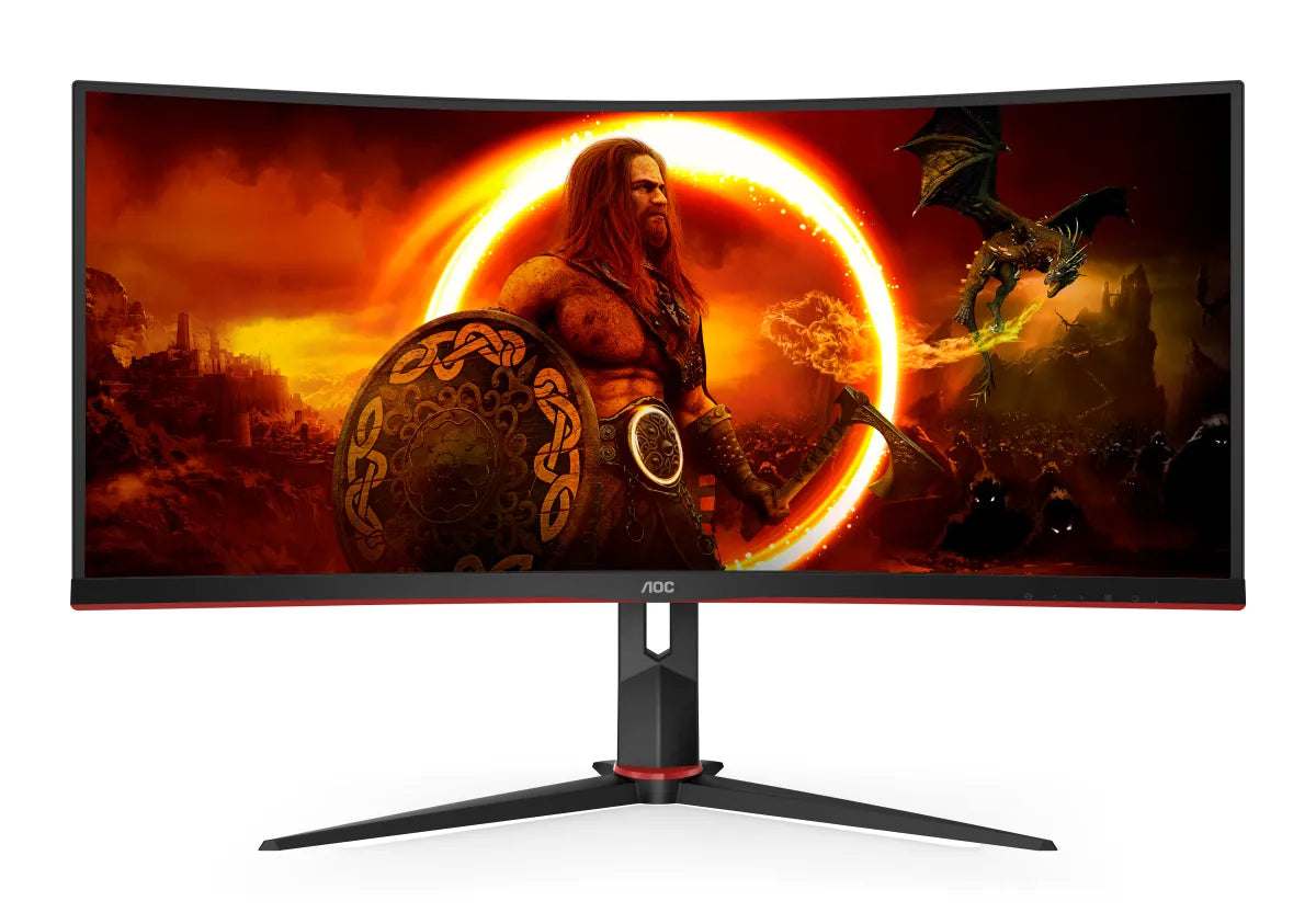 Гейминг монитор AOC CU34G2XP/BK 34inch 3440x1440 VA 180hz High adjustable Stand HDR400 Freesync Premium USB HUB 4x3.0 2xDP 2xHDMI