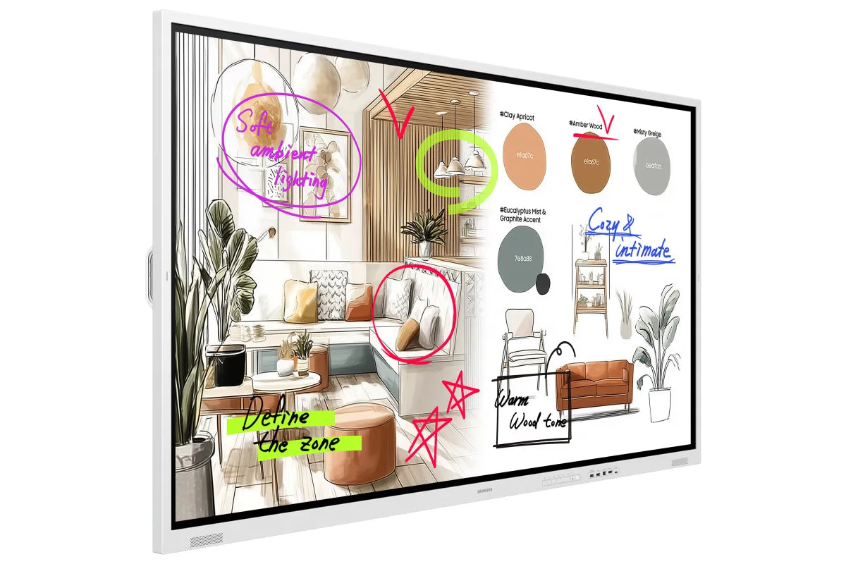 Професионален дисплей със сензорен екран Samsung FLIP 5 PRO WM75FX 75inch Tactile Infrared 20p UHD 3840x2160 16:9 350 without glass 16/7 from the mate