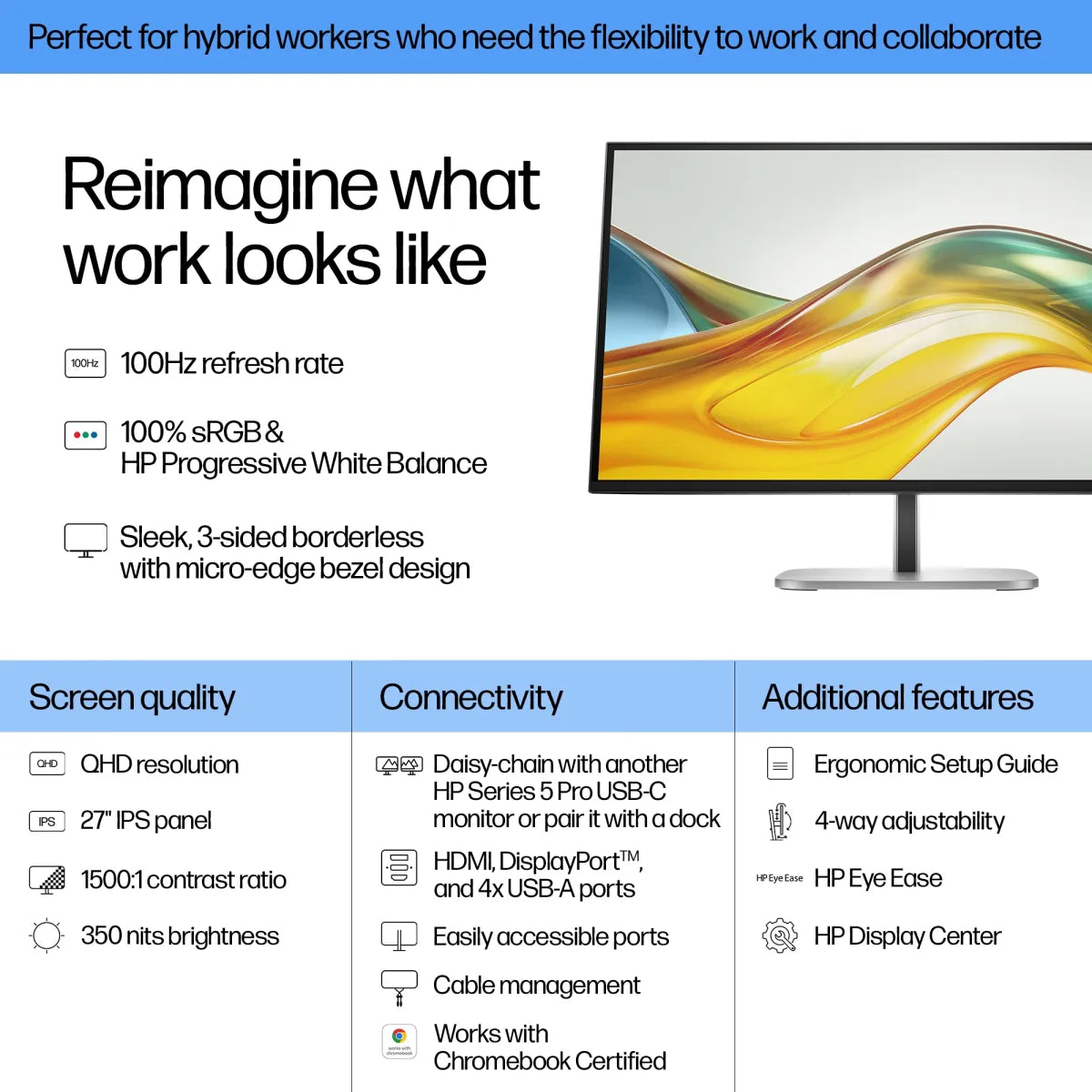 Бизнес монитор HP S5 Pro 527pq 27inch QHD HDMI DP Monitor SmartBuy (EU) 3/3/0