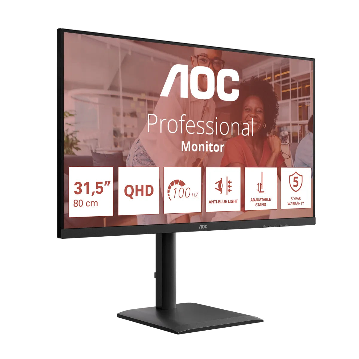 Бизнес монитор AOC 31.5inch 2560x1440 100Hz IPS Flat H/A 180 MM Adaptive Sync TUV EyeComfort Hardware USB HUB SPEAKERS Anti Blue light DP HDMI