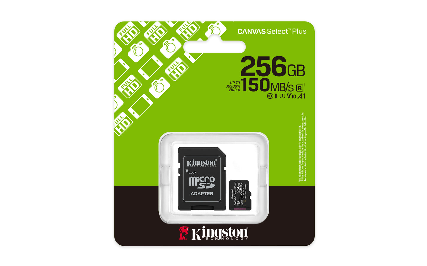Памет SD Kingston Technology KINGSTON 256GB microSDXC Canvas Select Plus Gen3 150MB/s A1 Card + Adapter