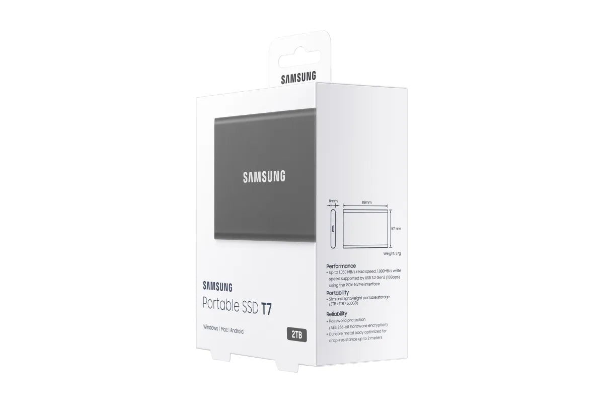 Външен SSD Samsung Portable SSD T7 2TB external USB 3.2 Gen 2 titan grey
