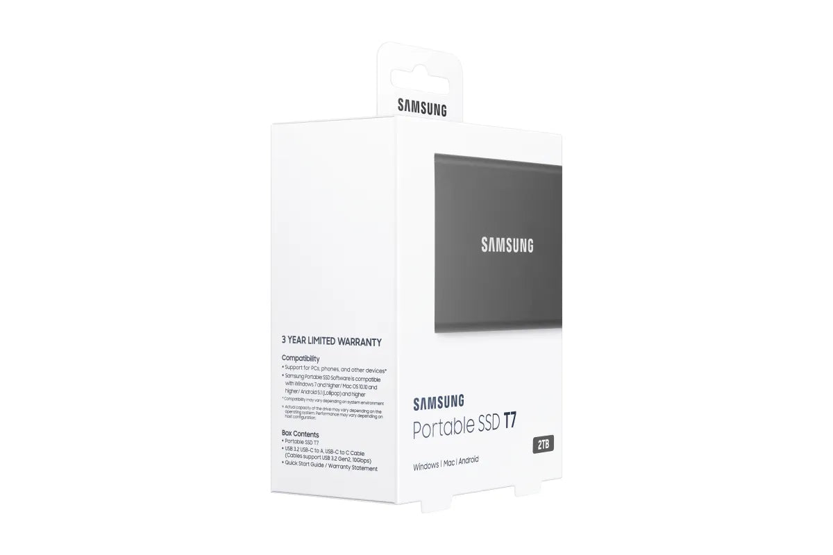 Външен SSD Samsung Portable SSD T7 2TB external USB 3.2 Gen 2 titan grey