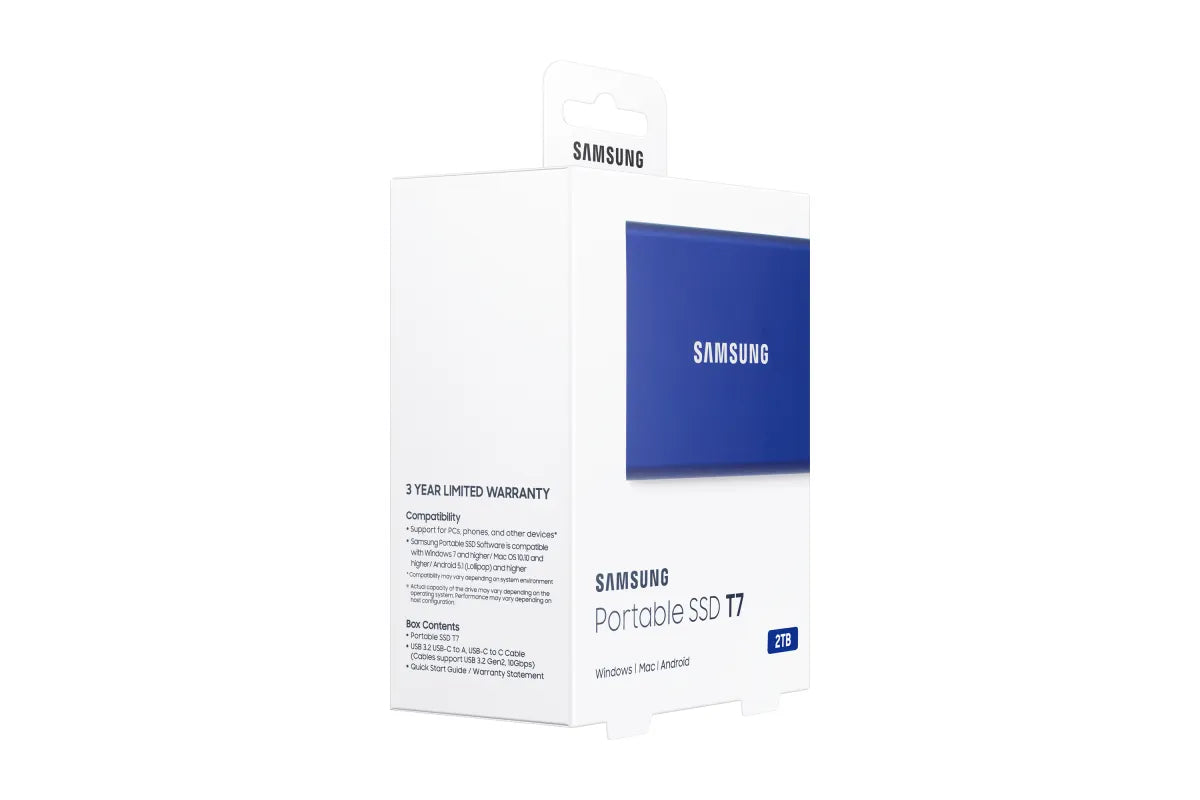 Външен SSD Samsung Portable SSD T7 2TB external USB 3.2 Gen 2 Indigo Blue