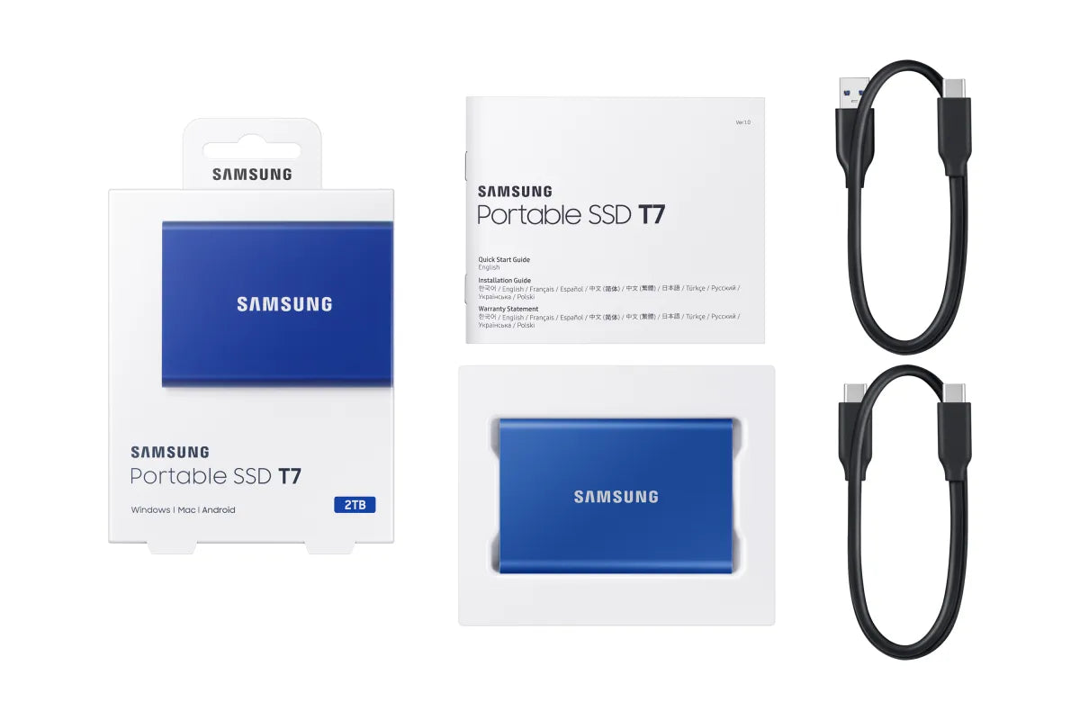 Външен SSD Samsung Portable SSD T7 2TB external USB 3.2 Gen 2 Indigo Blue