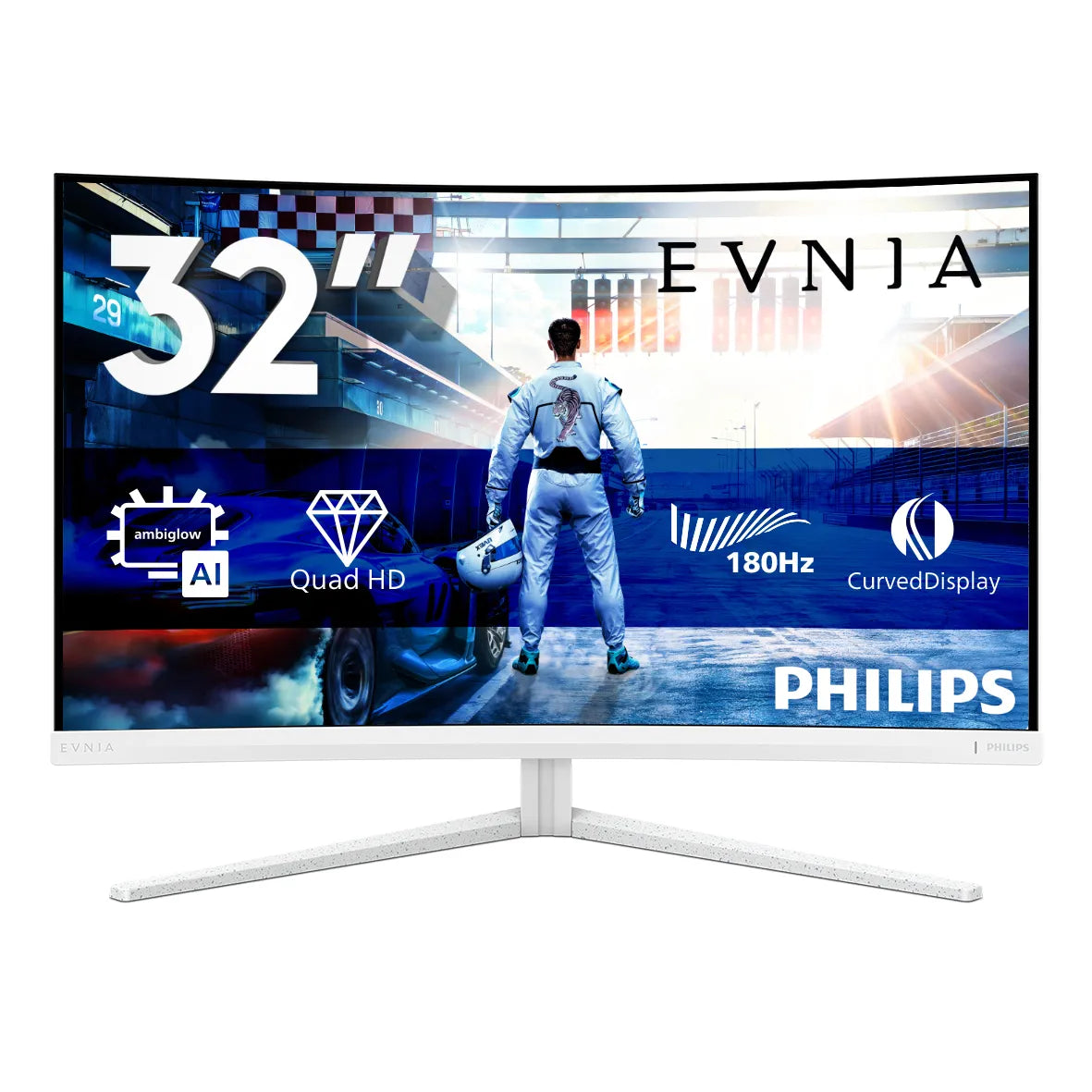 Гейминг монитор Philips 32M2C5501/00 31.5inch 2560x1440 VA Curved 1500R 130mm EVNIA 5000 Ambiglow Curved QHD 2K 180Hz Fast VA 1ms GtG HDR10