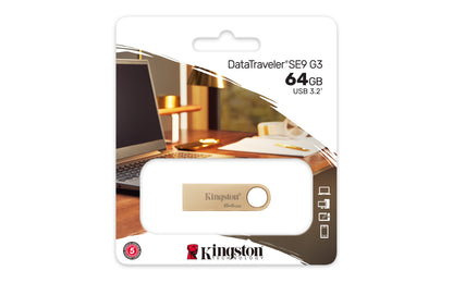 Памет USB Kingston Technology KINGSTON 64GB 220MB/s Metal USB 3.2 Gen 1 DataTraveler SE9 G3