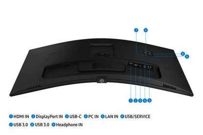 SAMSUNG LS34C652UAUXEN 34inch 21:9 Curved 1000R 3440x1440 VA-LED 100Hz DP/HDMI/USB TypeC 90Watt LAN Black HAS Speaker