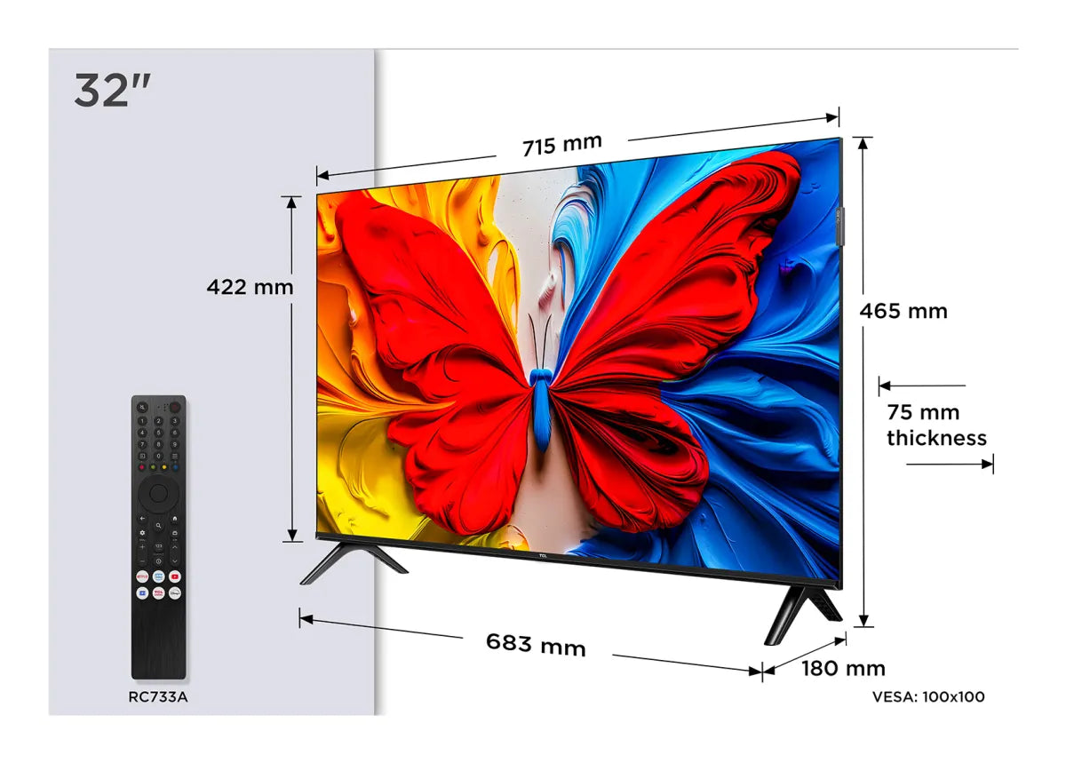 Телевизор TCL 32inch FHD QLED Google TV 32S5K Audio 2x10w