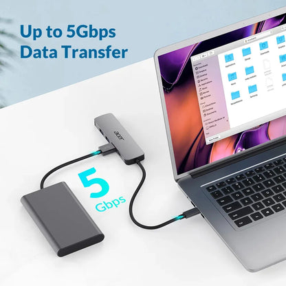 USB хъбове Acer 5in1 TYPE C DONGLE 3x USB 3.0 5Gbps 1x HDMI 4K 1x TYPE C 100W PD