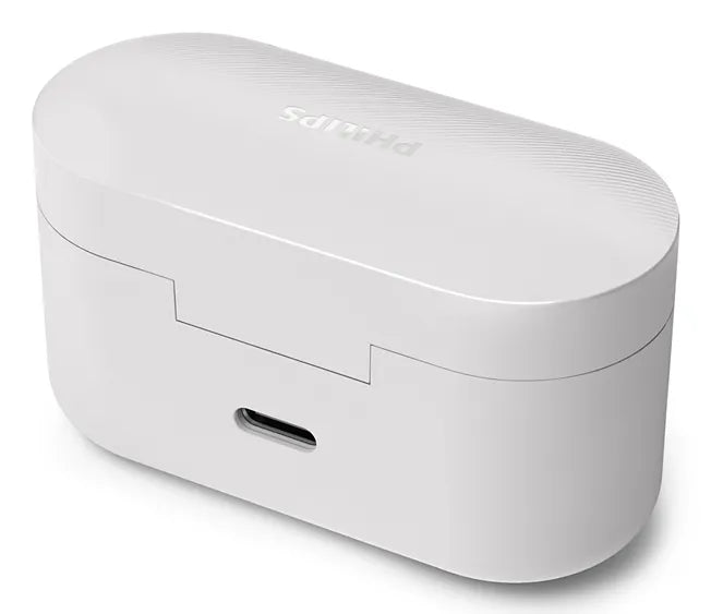 PHILIPS True Wireless Earbuds IPX4 Make calls using a single earbud Up to 24 hours play time white