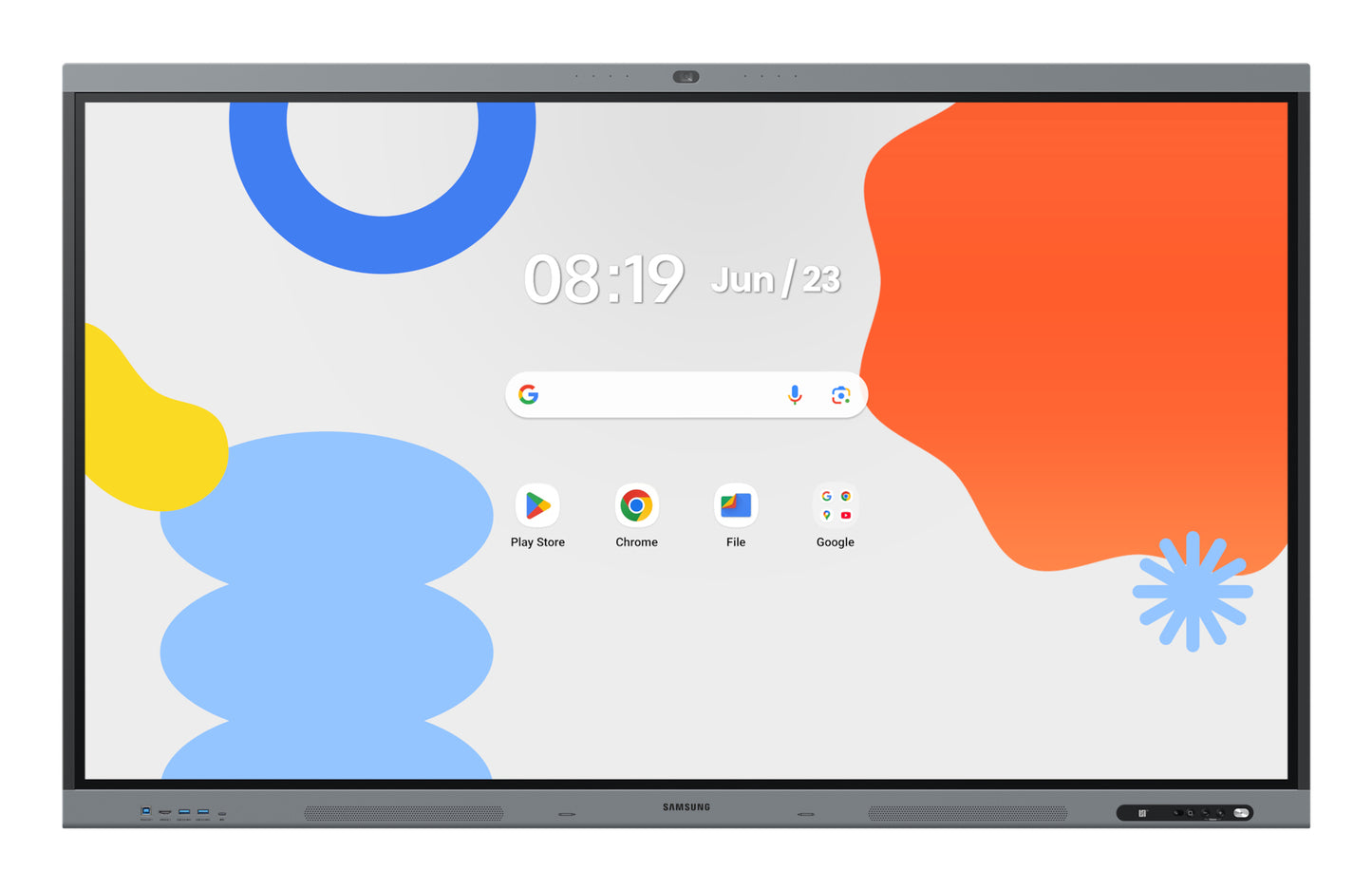 Професионални дисплеи със сензорен екран Samsung WAFX-P Eboard WA75FX-P 75inch Android 15 EDLA Octacore 16GB RAM 128GB storage UHD IR Touch 3xHDMI USB-C PD 65W 48Mpixel auto