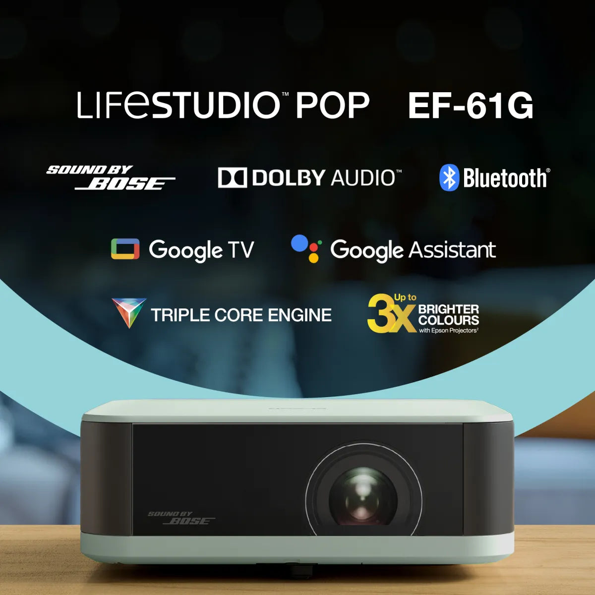 Бизнес проектор Epson Lifestudio POP Projector 700lm EF-61G Ice Green