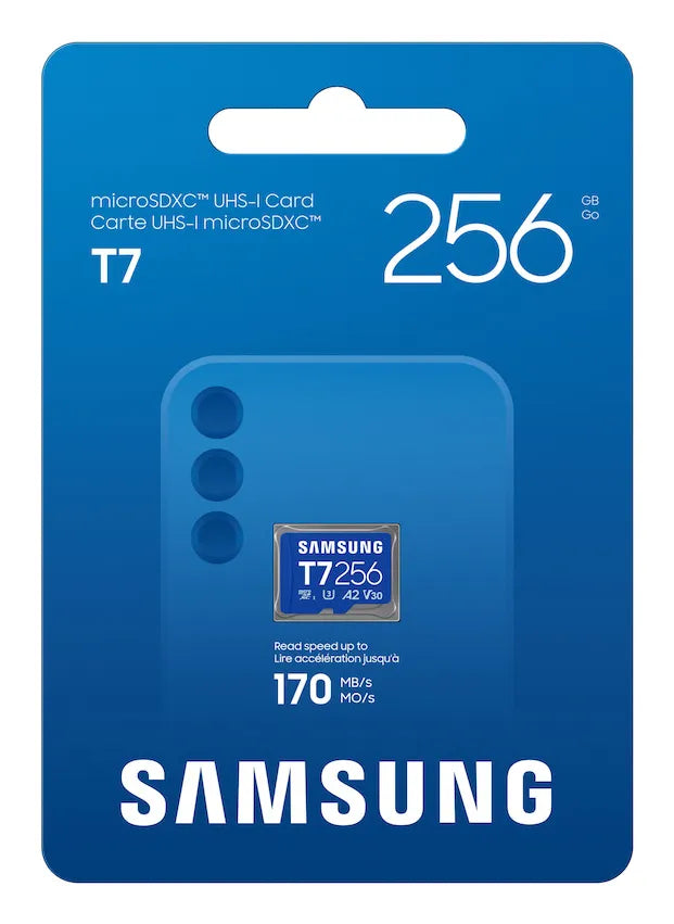 Памет SD Samsung T7 microSD Memory Card 256GB for Smartphones Tablets and Handheld Consoles up to 170MB/s Read