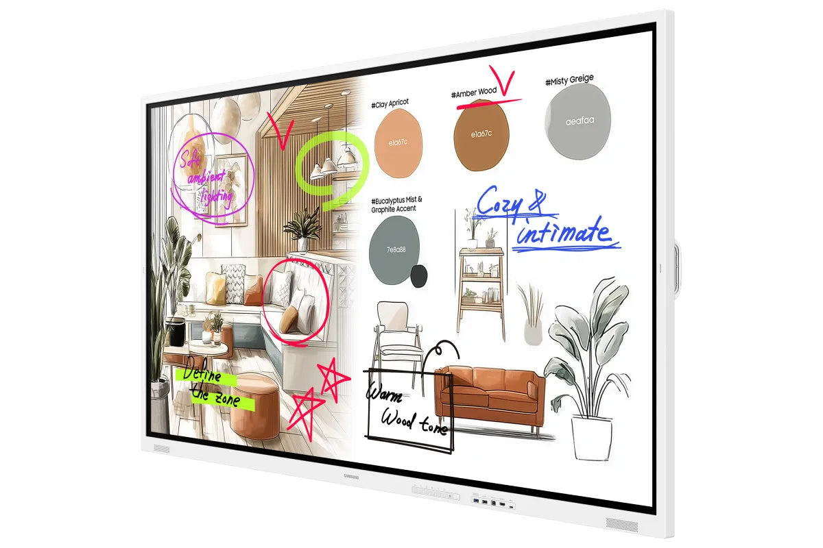 Професионален дисплей със сензорен екран Samsung FLIP 5 PRO WM75FX 75inch Tactile Infrared 20p UHD 3840x2160 16:9 350 without glass 16/7 from the mate