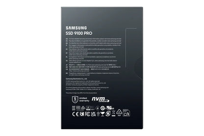Вътрешни SSD Samsung 9100 PRO SSD NVMe M.2 1TB PCIe 5.0 14.700 MB/s Read 13.300 MB/s Write Internal SSD for Gaming and video editing Black