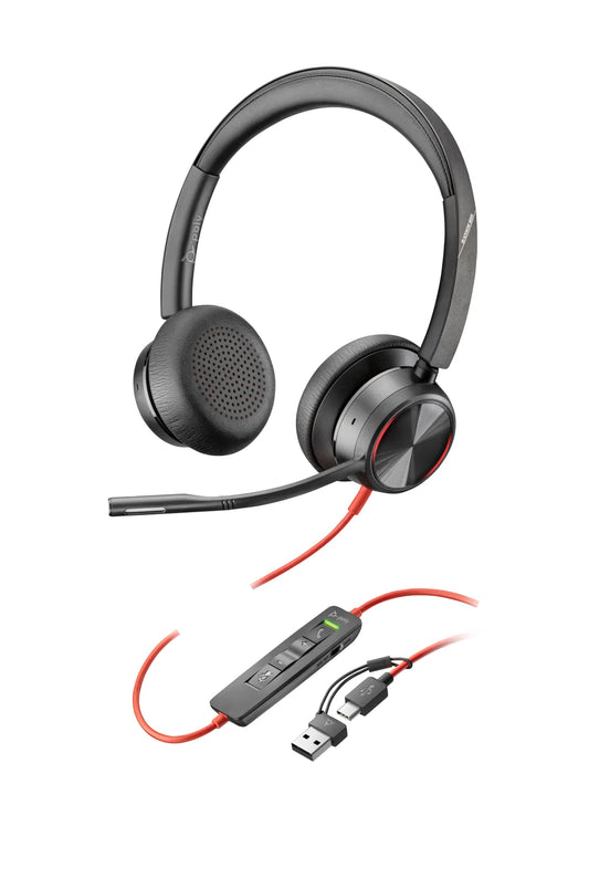 Бизнес слушалки HP Poly Blackwire 8225 Stereo USB-C Headset +USB-C/A Adapter SmartBuy