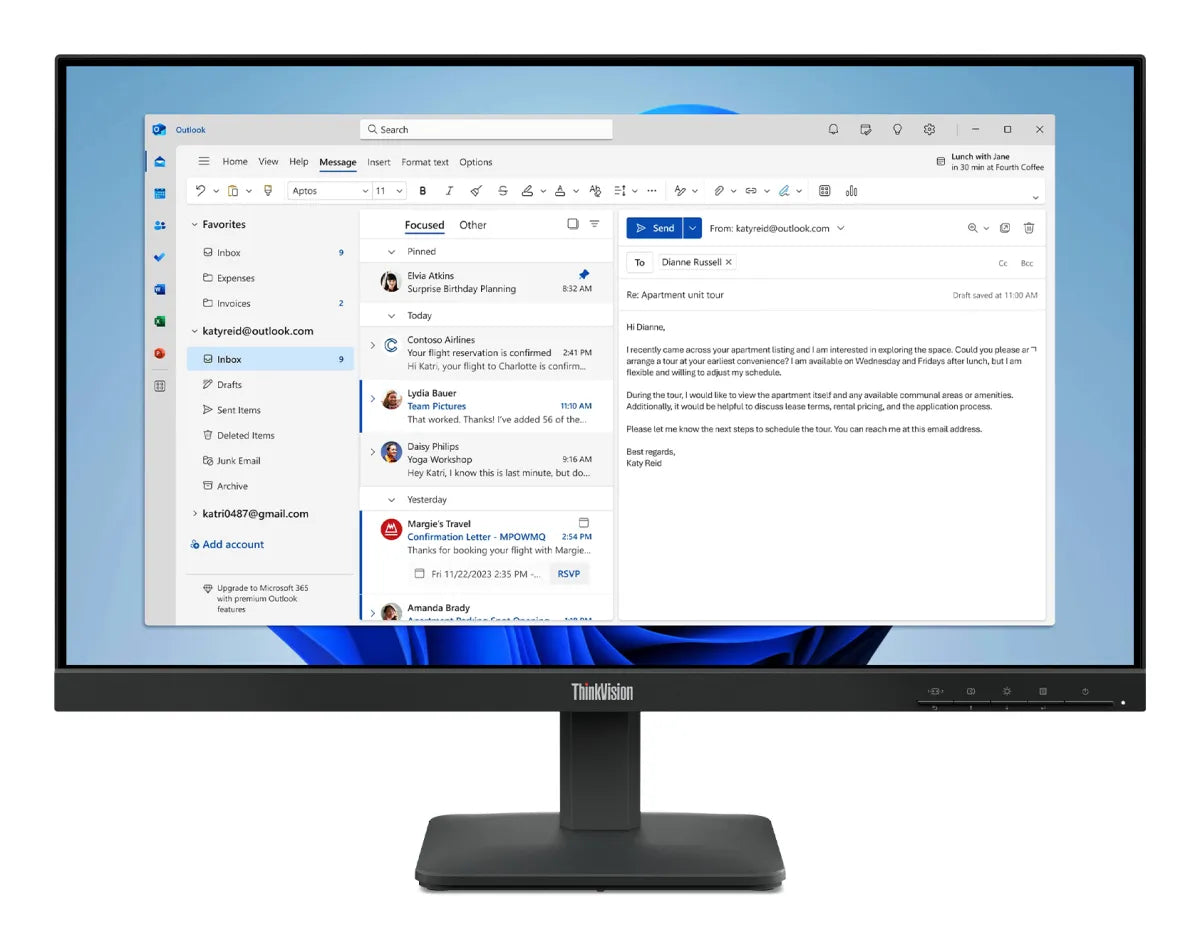 Бизнес монитор Lenovo ThinkVision S24-4e 23.8inch IPS WLED QHD 250cd/m2 4ms HDMI VGA