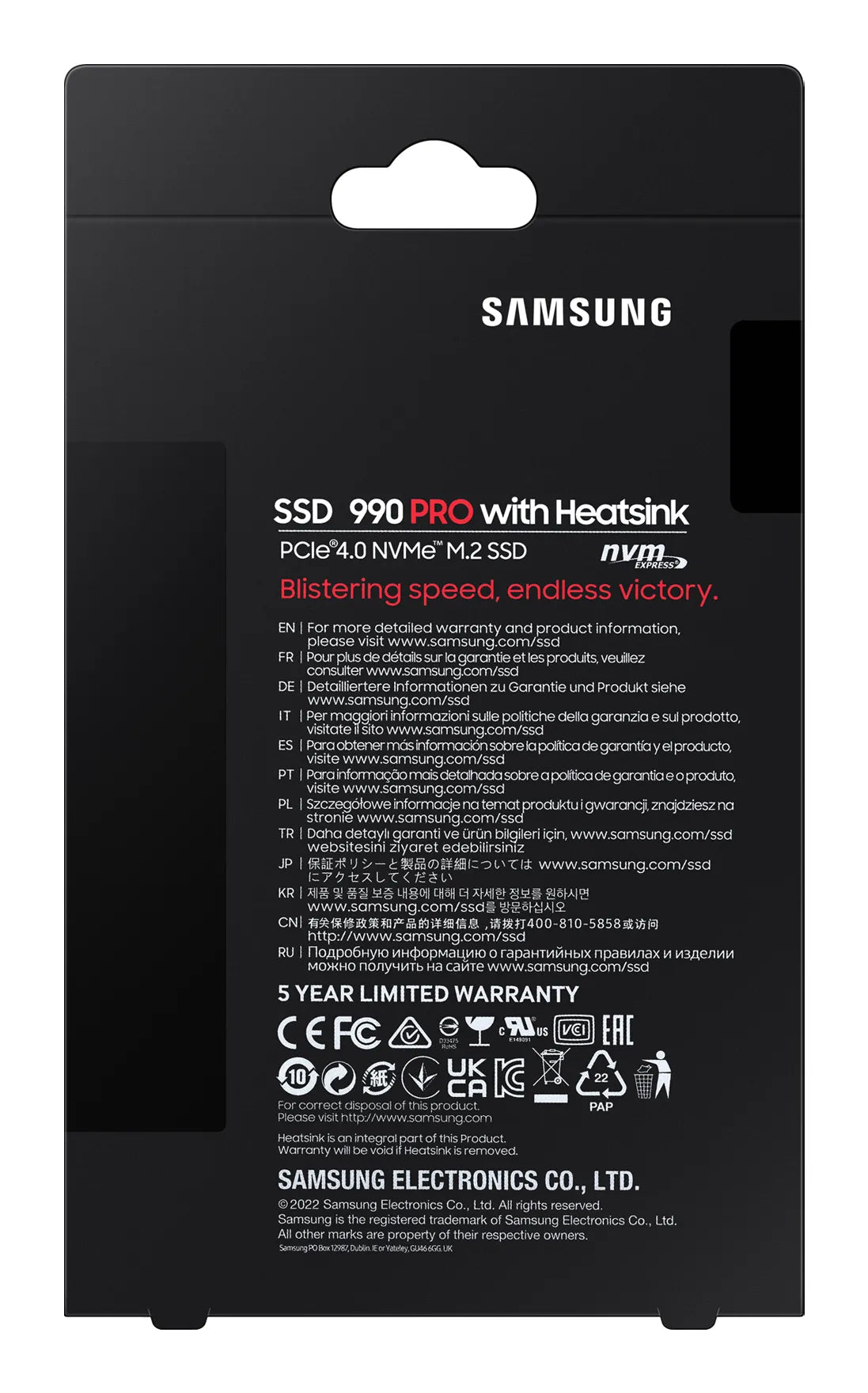 Вътрешни SSD Samsung SSD 990 PRO Heatsink 1TB M.2 NVMe PCIe 4.0