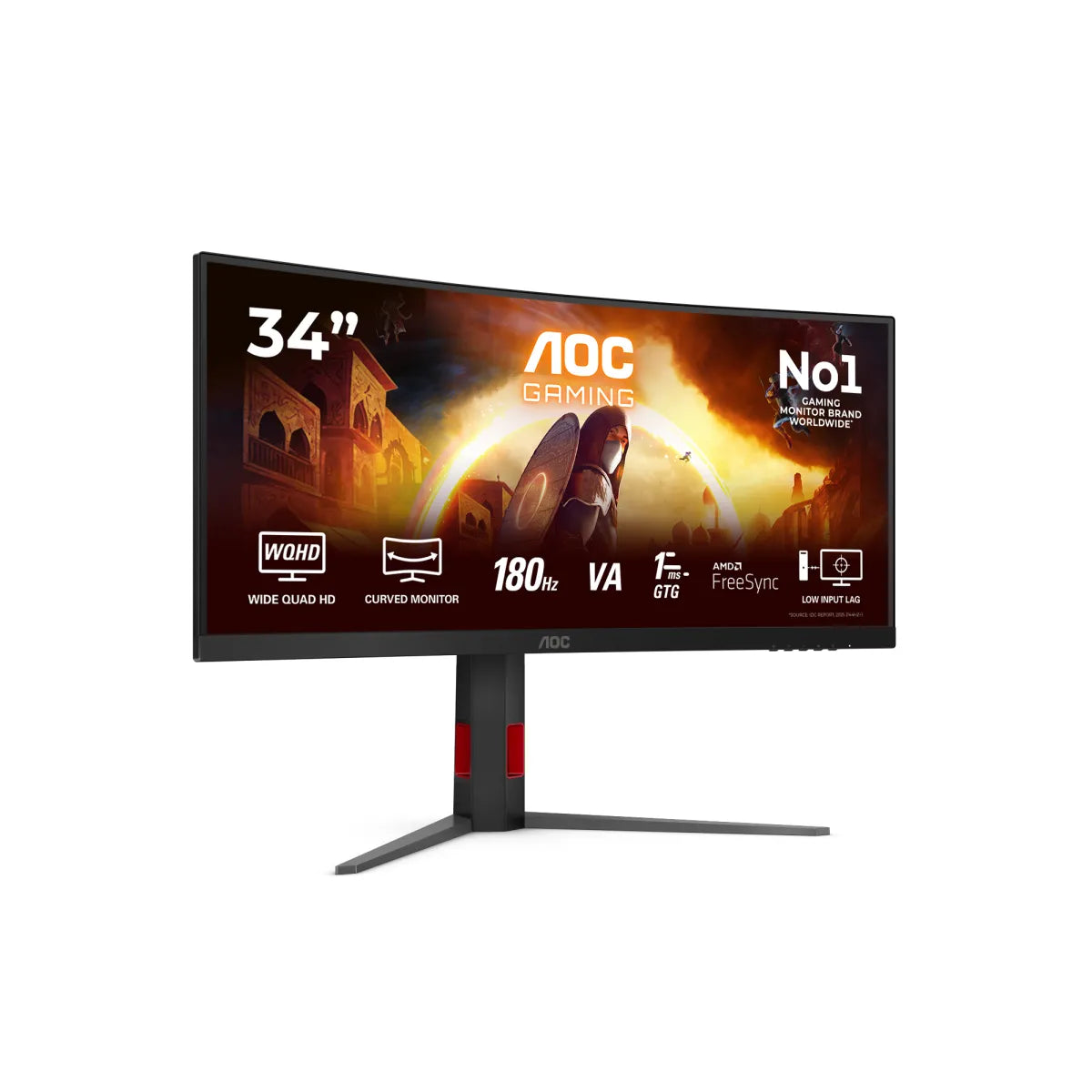 Гейминг монитор AOC CU34G4 34inch Curved Fast VA UWQHD 21:9 180Hz 0.5ms 300cd/m2 HDMI 2.0 DP1.4 Speakers