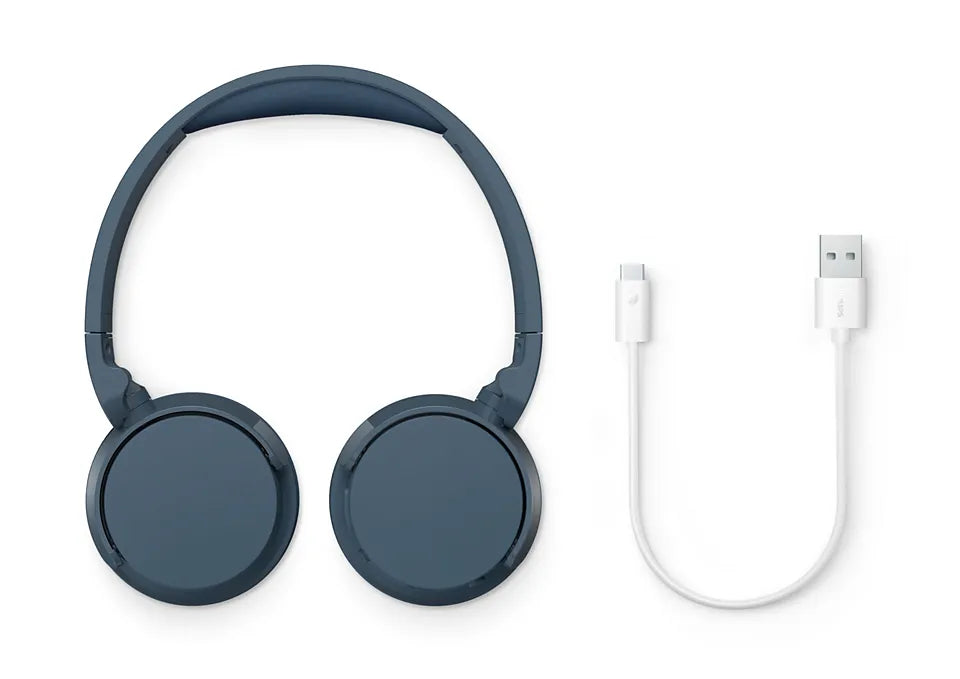 PHILIPS Wireless On Ear Headphone with mic 32mm drivers/closed-back blue