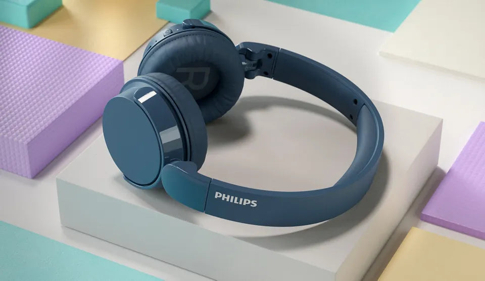 PHILIPS Wireless On Ear Headphone with mic 32mm drivers/closed-back blue