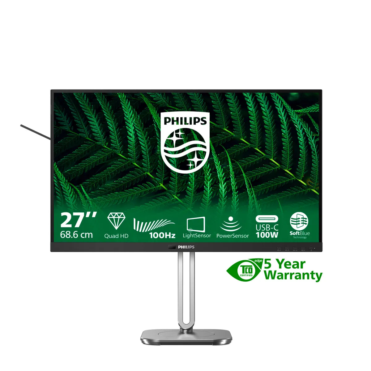 Бизнес монитор Philips 27B2G5601/00 Monitor 27inch 2560x1440 100Hz 2xHDMI DP USB dark gray