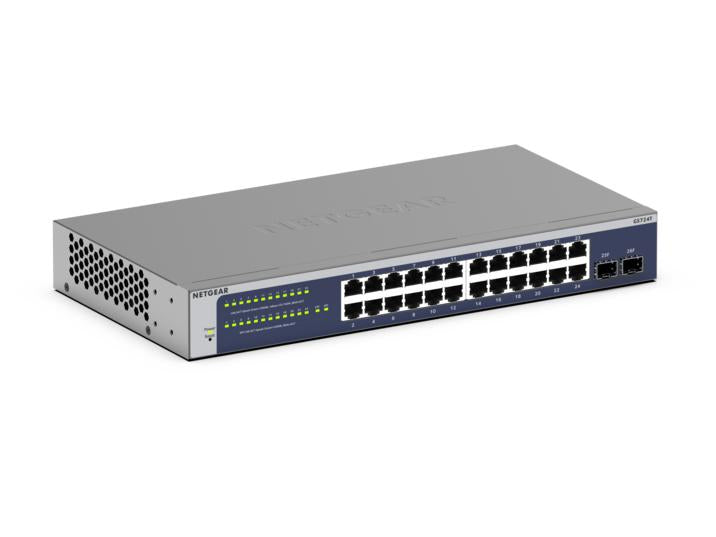 Суич - CLI управляем NETGEAR GS724T 24 Port Gigabit Smart Switch 2x combo copper/ SFP Ports Insight Remote/Cloud management
