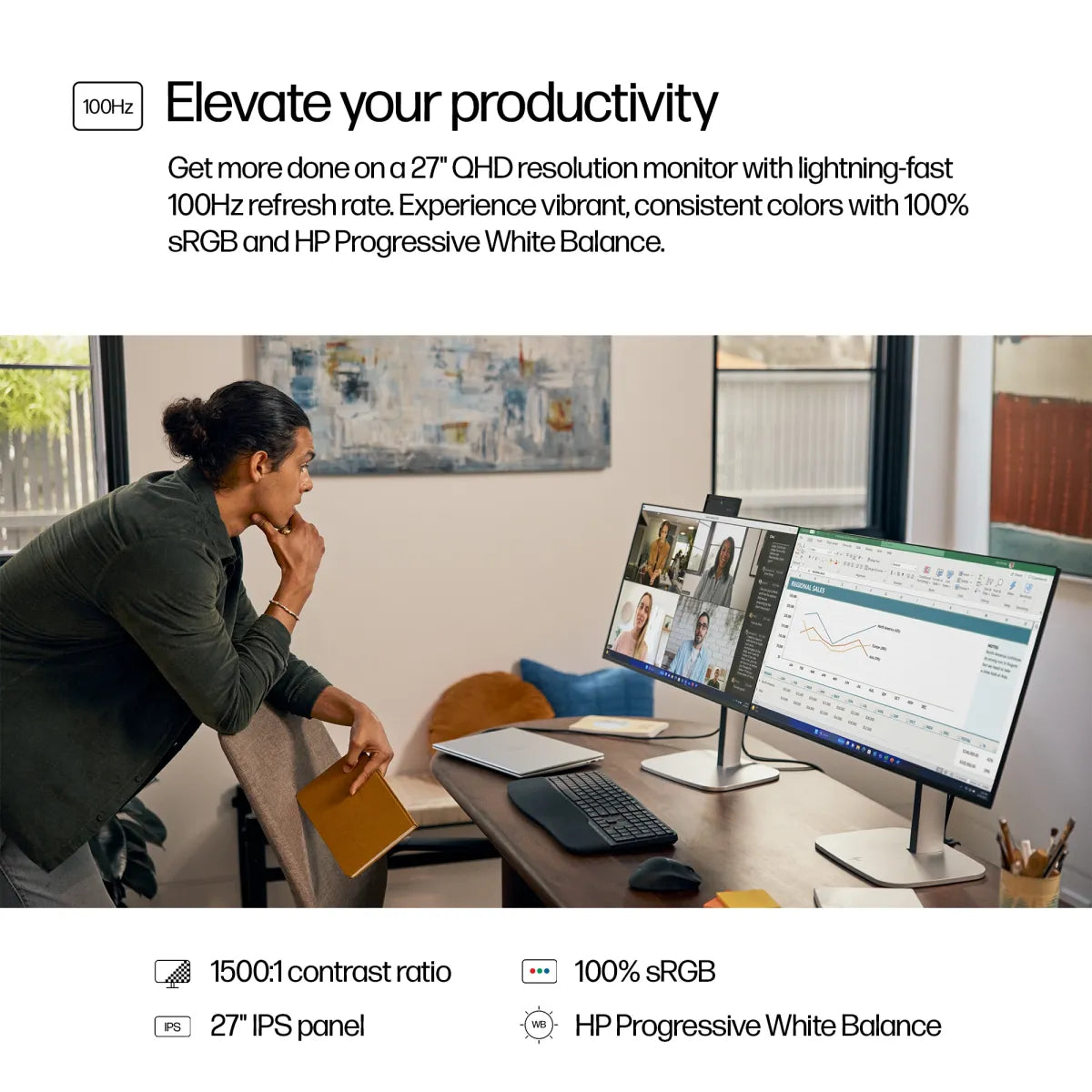 Бизнес монитор HP S5 Pro 527pq 27inch QHD HDMI DP Monitor SmartBuy (EU) 3/3/0