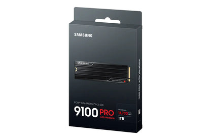 Вътрешни SSD Samsung 9100 PRO SSD Heatsink NVMe M.2 1TB PCIe 5.0 14.700 MB/s Read 13.300 MB/s Write Internal SSD for PC-Gaming and video editing