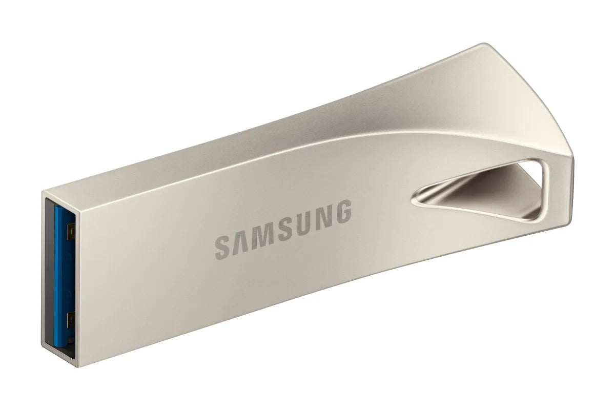 Памет USB Samsung BAR Plus USB Type-A 64GB 300 MB/s read 110 MB/s write resistant USB 3.1 Champagne Silver with key ring