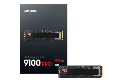 Вътрешни SSD Samsung 9100 PRO SSD NVMe M.2 1TB PCIe 5.0 14.700 MB/s Read 13.300 MB/s Write Internal SSD for Gaming and video editing Black