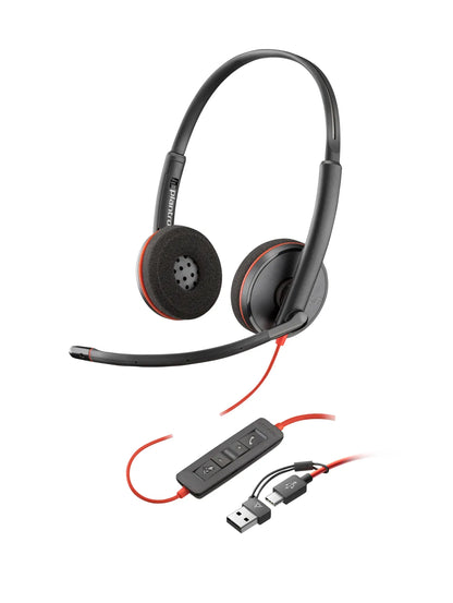 Бизнес слушалки HP Poly Blackwire 3225 Stereo USB-C Headset +3.5mm Plug +USB-C/A Adapter