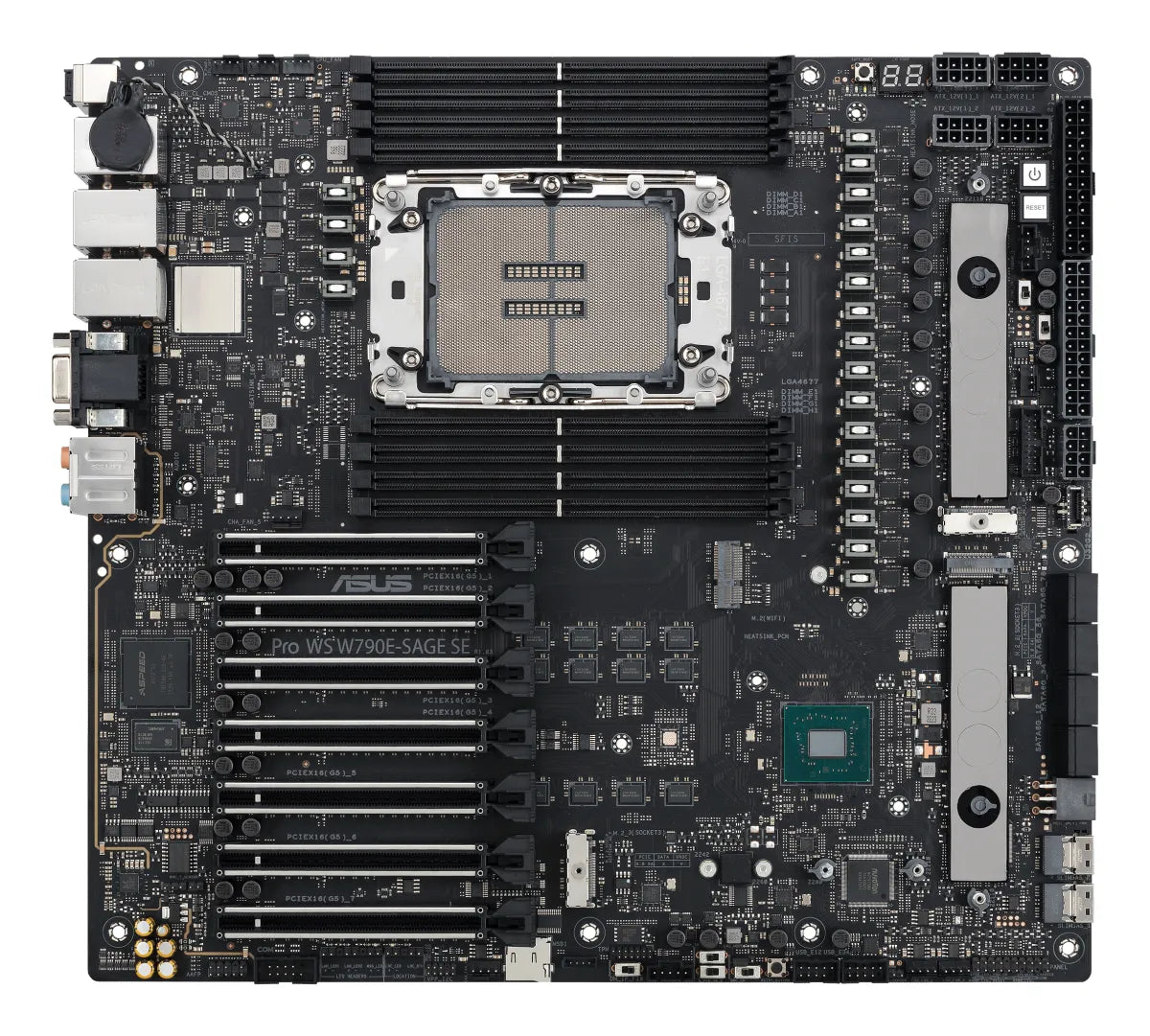 Дънна платка INTEL ASUS PRO WS W790E-SAGE SE LGA4677 ATX 8xDDR4 7xPCIe 4.0 x16 8xSATA 3xM.2