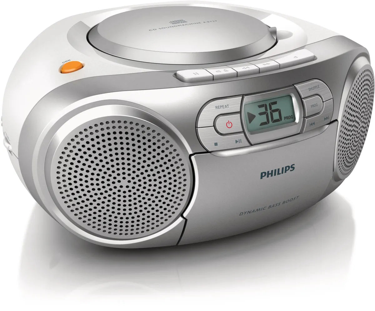 Philips CD Soundmachine, cassette, MP3-link, FM, 2 x 1 W RMS, Audio-In (3.5 mm)